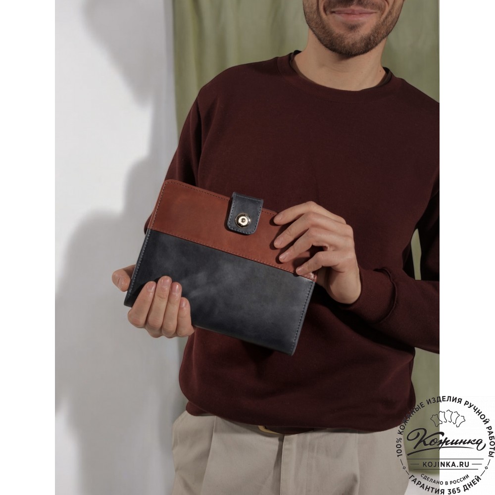 Кожаный ежедневник "Монблан" (синий антик)